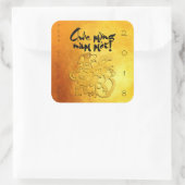 Sticker Carré Salutation de l'année de chien d'or en Sq d'or vie (Sac)