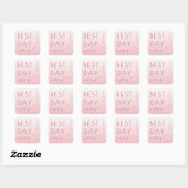 Sticker Carré Salutation Typographique Rose Joyeuse (Feuille)