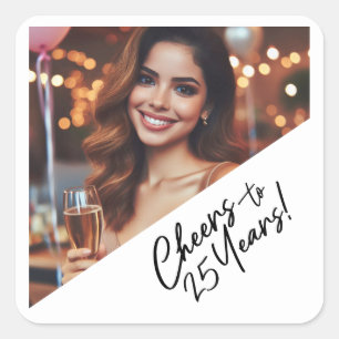 Sticker Carré Salutations à 25 ans Fête d'anniversaire Faveurs