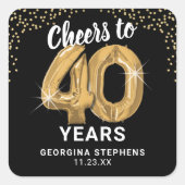 Sticker Carré Salutations à 40 ans Anniversaire adulte (Devant)