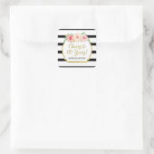 Sticker Carré Salutations à 60 ans Anniversaire Fleurs de rayure (Sac)