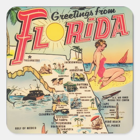 Sticker Carré Salutations de Floride (Devant)