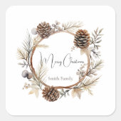 Sticker Carré Salutations de Noël (Devant)