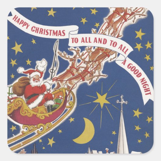 Sticker Carré Salutations de Noël (Devant)