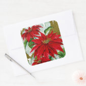 Sticker Carré Salutations de Noël Pointsettia (Enveloppe)