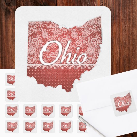 Sticker Carré Salutations de Ohio Stitted Look
