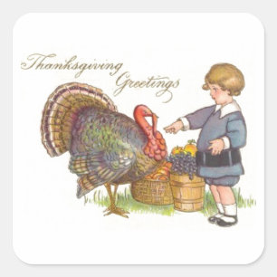 Sticker Carré Salutations de Thanksgiving
