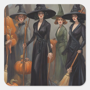 Sticker Carré Salutations d'Halloween de votre Coven de sorcière