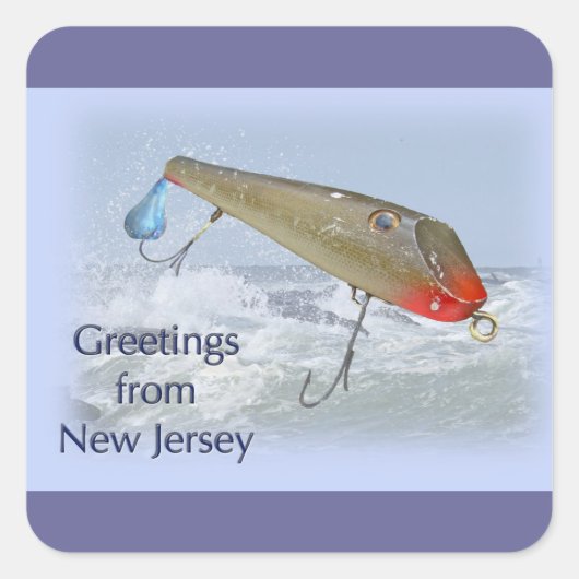 Sticker Carré Salutations Du New Jersey Fishing Lure (Devant)
