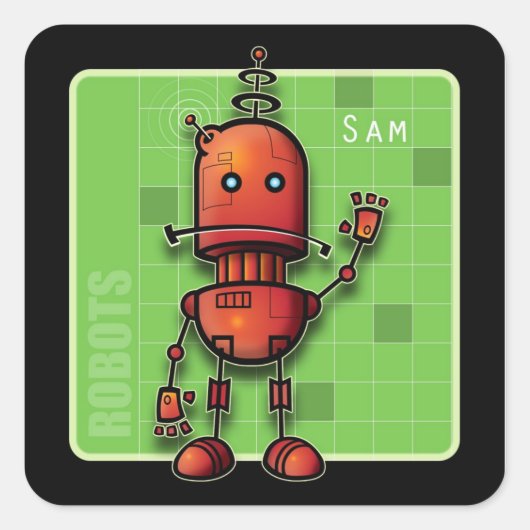 Sticker Carré Sam le robot (Devant)