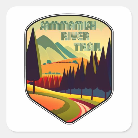 Sticker Carré Sammamish River Trail Washington Colors (Devant)