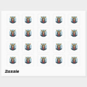 Sticker Carré Samouraï japonais (Feuille)