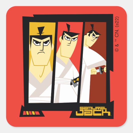 Sticker Carré Samurai Jack Caractère Tri-Panel Futuristic Frame (Devant)