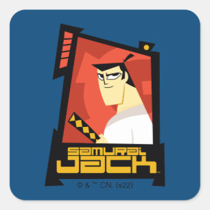 Sticker Carré Samurai Jack Souriant Futuristic Frame Graphic