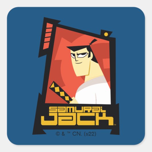 Sticker Carré Samurai Jack Souriant Futuristic Frame Graphic (Devant)