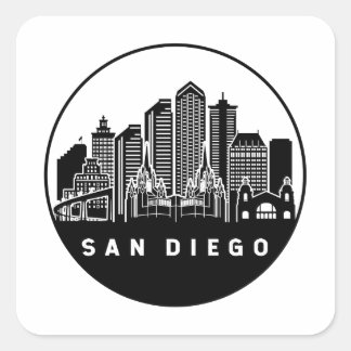 Sticker Carré San Diego California Skyline