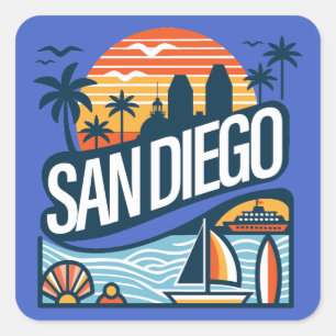 Sticker Carré San Diego Californie