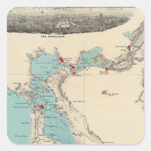 Sticker Carré San Francisco à Sacramento (Devant)