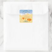 Sticker Carré Sand château plage amusant bébé garçon fête d'anni (Sac)