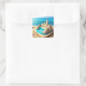 Sticker Carré Sandcastèques et sable sur une plage assez bleue (Sac)