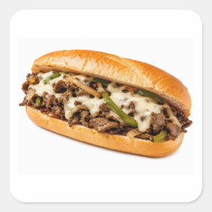 Sticker Carré Sandwich au cheesesteak isolé