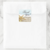 Sticker Carré Sandy Beach Starfish Seashells Merci (Sac)