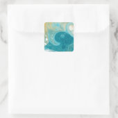 Sticker Carré Sandy Brown Ocean Turquoise Fluid Art (Sac)