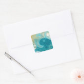 Sticker Carré Sandy Brown Ocean Turquoise Fluid Art (Enveloppe)