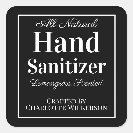 Sticker Carré Sanitier à main sur mesure noir et blanc (Devant)