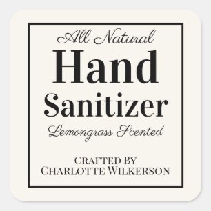 Sticker Carré Sanitizer à la main sur mesure Crème simple