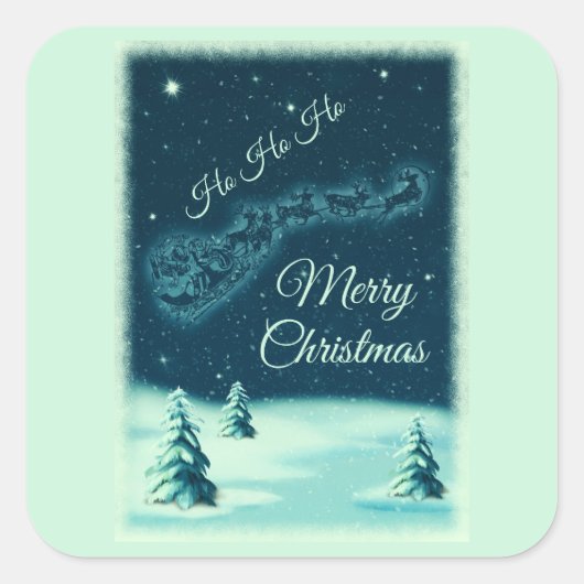 Sticker Carré Santa and his Reindeers (Devant)