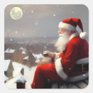 Sticker Carré Santa Claus