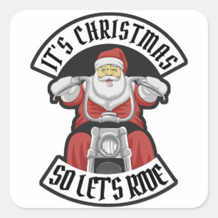 Sticker Carré Santa Claus à moto