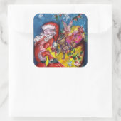STICKER CARRÉ SANTA CLAUS AVEC CADEAUX (Sac)