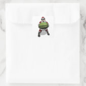 Sticker Carré Santa Claus Avec Énorme Pastèque (Sac)