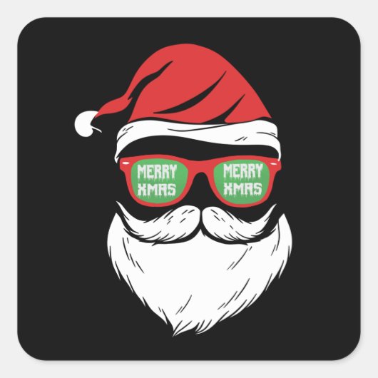 Sticker Carré Santa Claus Beard Hat (Devant)