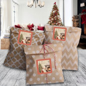 Sticker Carré Santa Claus de Noël traditionnel Nom personnalisé