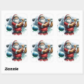 Sticker Carré Santa Claus Enjoying a Game of Golf on a Sunny Day (Feuille)
