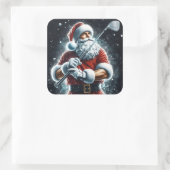 Sticker Carré Santa Claus Enjoying Winter Golf While Snow Falls (Sac)