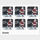 Sticker Carré Santa Claus Enjoys Ice Skating on a Winter Day (Feuille)