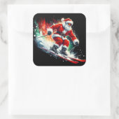Sticker Carré Santa Claus Enjoys Skiing in a Winter Wonderland (Sac)