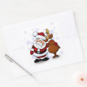 STICKER CARRÉ SANTA CLAUS ET RUDOLPH (Enveloppe)