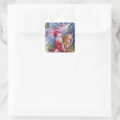 STICKER CARRÉ SANTA CLAUS JOUANT À LA HARPE EN LUMIÈRE DE LA LUN (Sac)