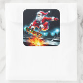 Sticker Carré Santa Claus Skateboarding in a Winter Skate Park (Sac)