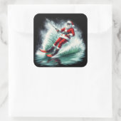 Sticker Carré Santa Claus Water Skiing on a Festive Winter Day (Sac)