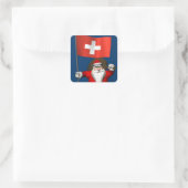 Sticker Carré Santa Claus With Ensign Of Switzerland (Sac)