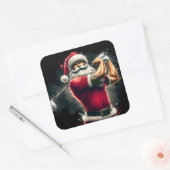 Sticker Carré Santa Golfing in Festive Clothes (Enveloppe)