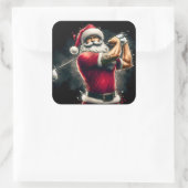 Sticker Carré Santa Golfing in Festive Clothes (Sac)