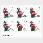Sticker Carré Santa Golfing in Winter Gear (Feuille)