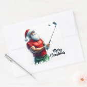 Sticker Carré Santa Golfing in Winter Gear (Enveloppe)